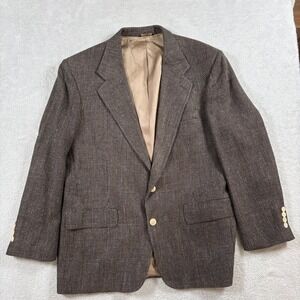 Vintage Bill Blass Brown Tweed Sports Coat Mens 100% Silk Single Breasted